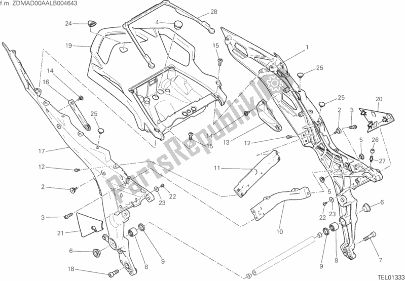 Tutte le parti per il 027 - Telaio Posteriore Comp. Del Ducati Multistrada 950 S Thailand 2020